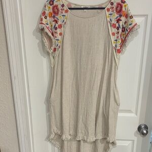 Embroidered Beige Women's Top